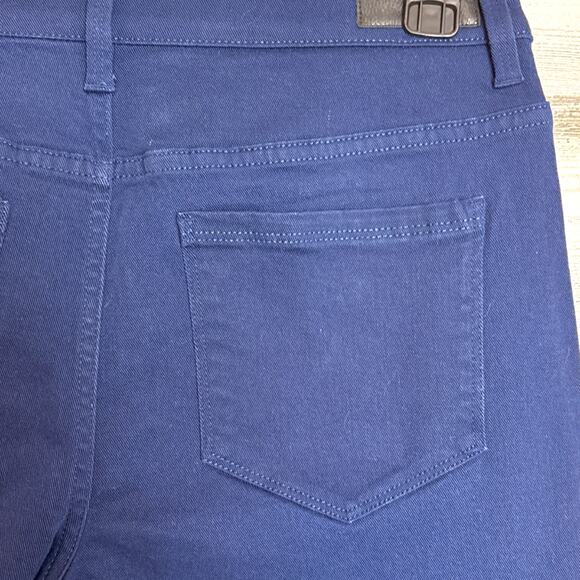 Dennis by Dennis Basso Women’s 6 Navy Blue Straight Crop Twill Pant Fray Hem NWT - Picture 7 of 8